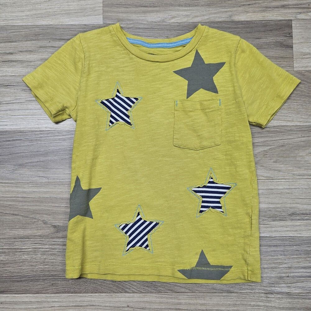 Mini Boden Boys Green Star Patch Shirt Size 4/5 Casual
